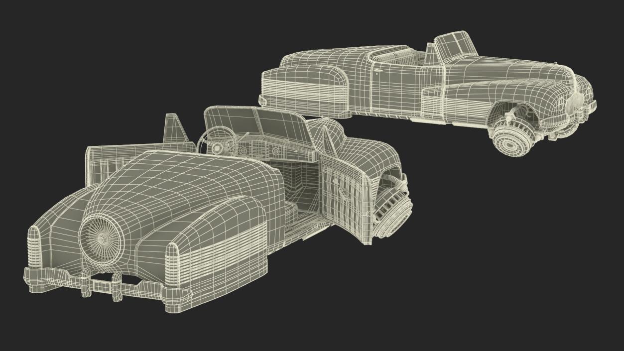 3D Yellow Hover Retro Car Rigged for Maya model