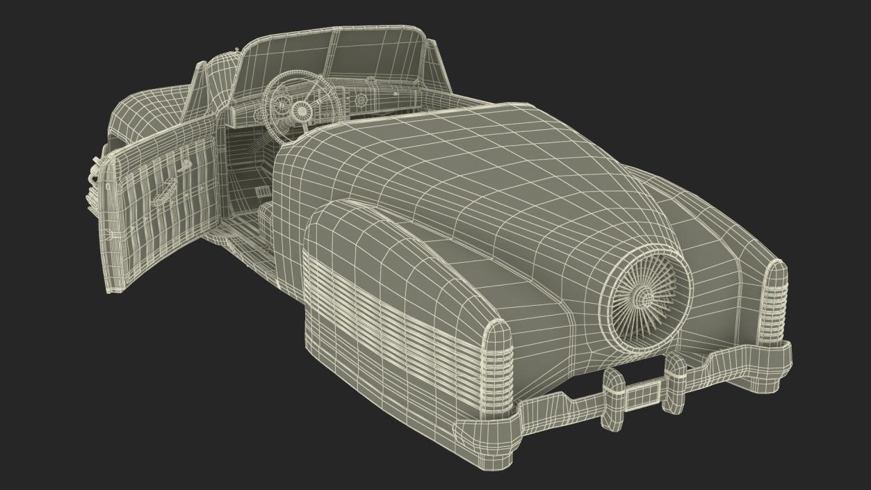 3D Yellow Hover Retro Car Rigged for Maya model