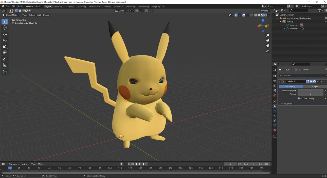 Anime Character Pikachu Angry 3D model