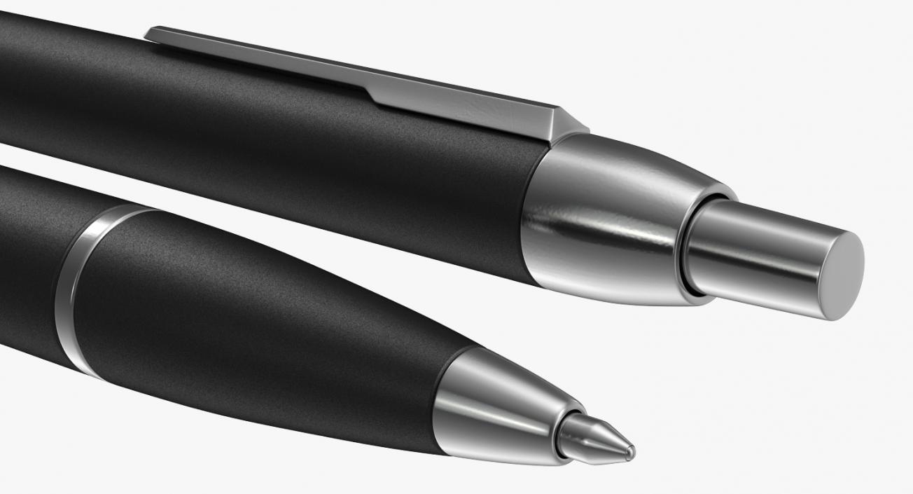 Black Steel Ballpoint Retractable Pen 3D