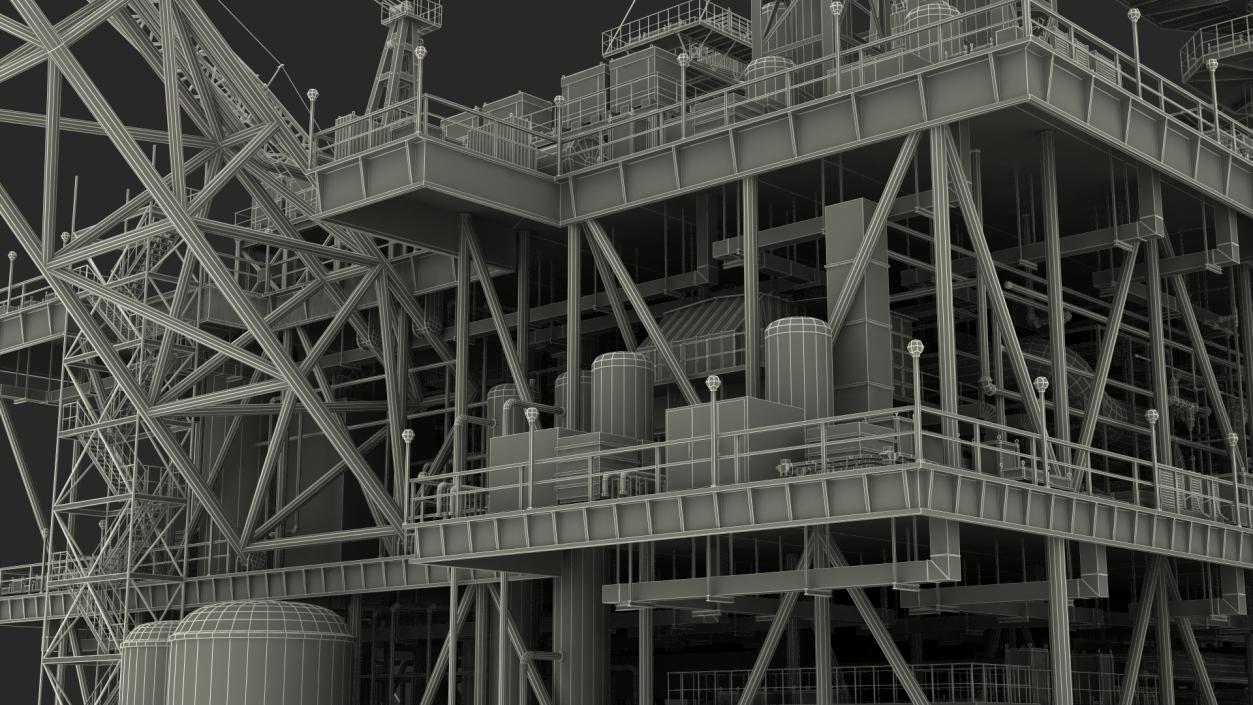 Shell Perdido Oil Platform Rigged for Maya 3D