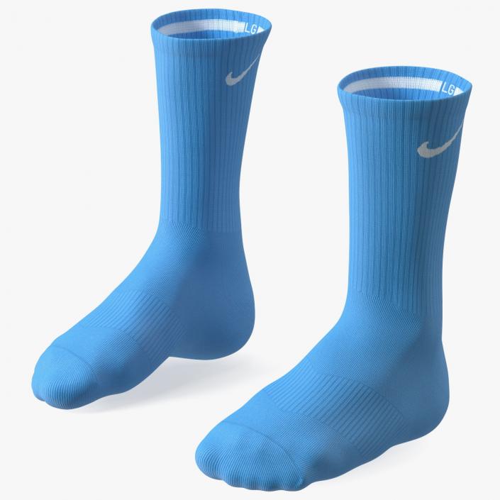3D Long Socks Nike Blue on The Foot Standing