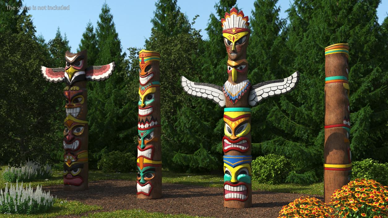 3D Vintage Totem Pole model