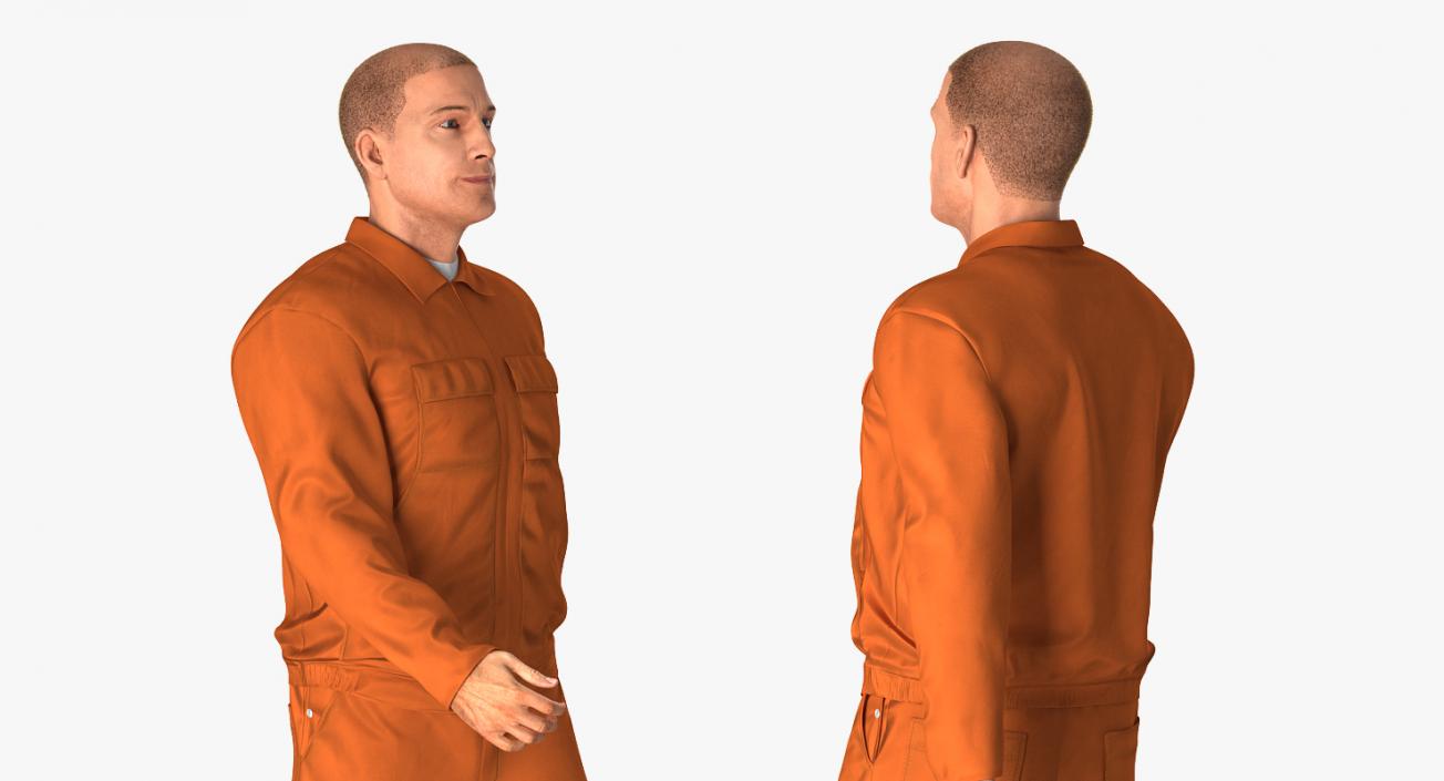 Worker Orange Uniform Walking Pose 3D model