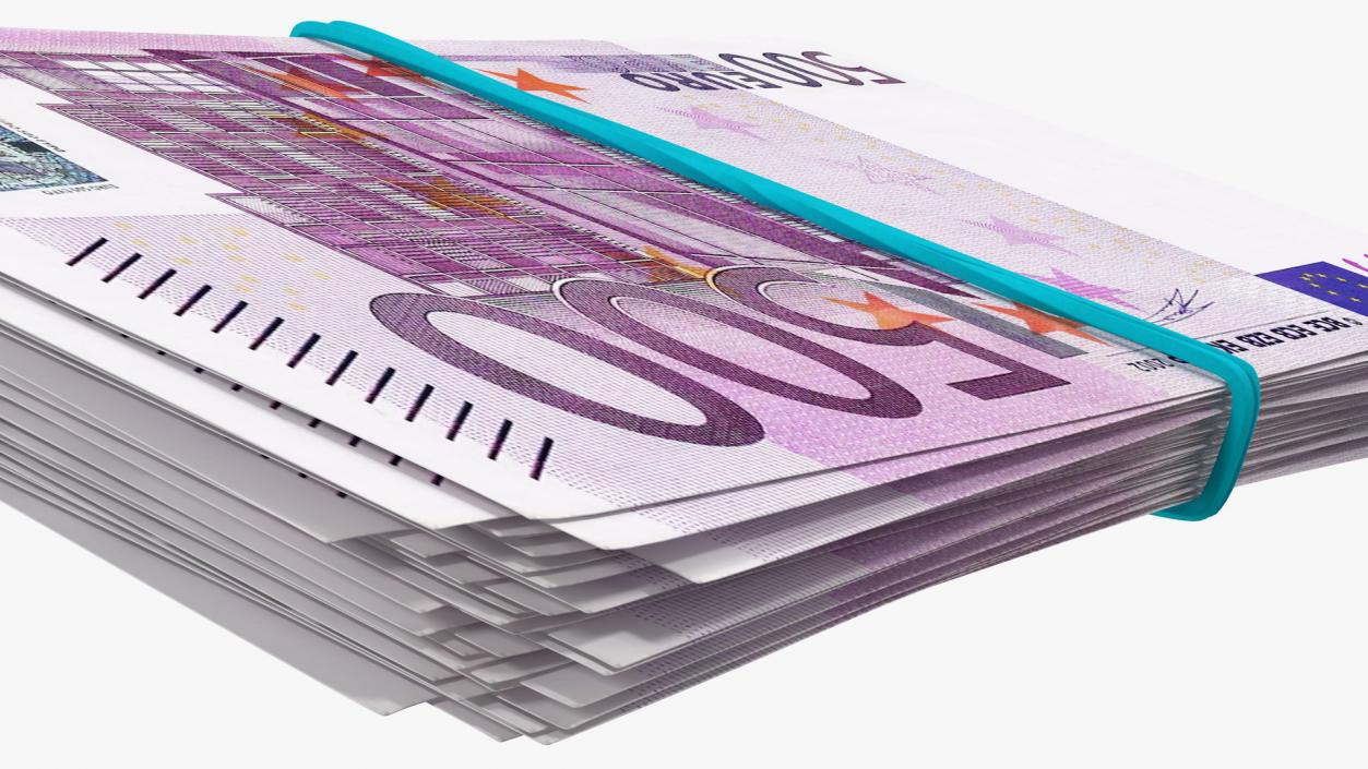 Bundle of 500 Euro Banknotes Bills 3D model