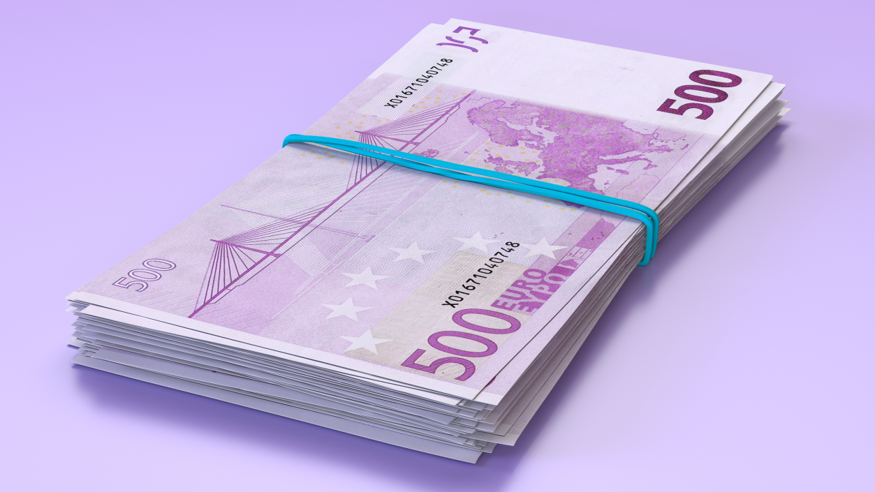Bundle of 500 Euro Banknotes Bills 3D model