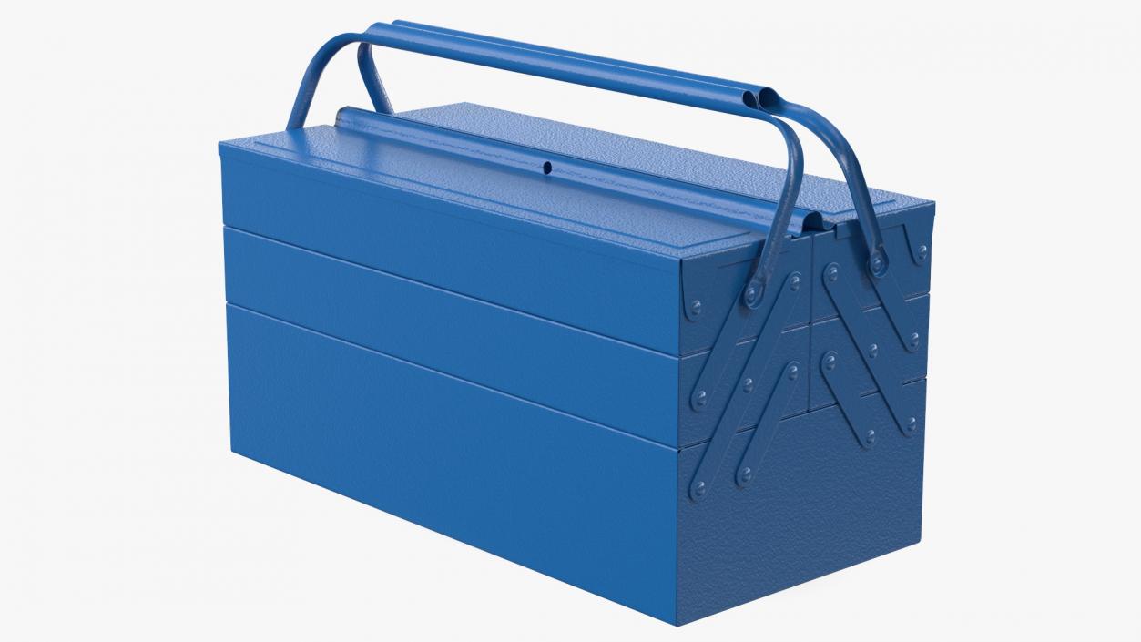 3D Steel Toolbox with 5 Compartments Blue model