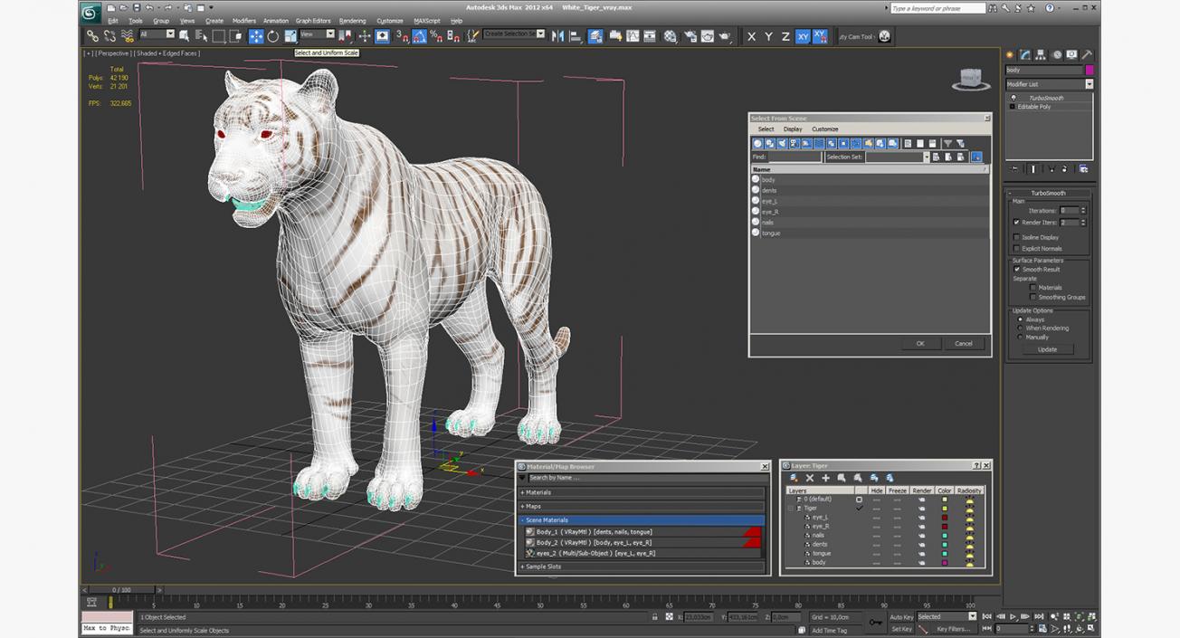 3D White Tiger