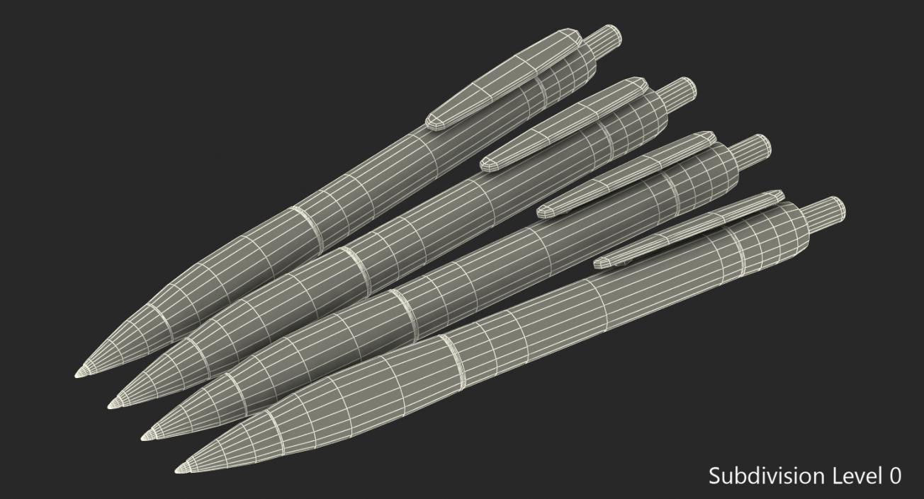 3D model Retractable Ballpoint Pens Set