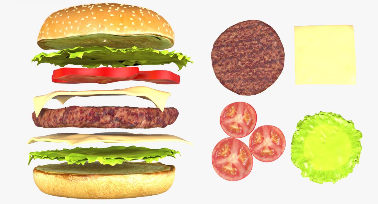 Hamburger and French Fry 3D model