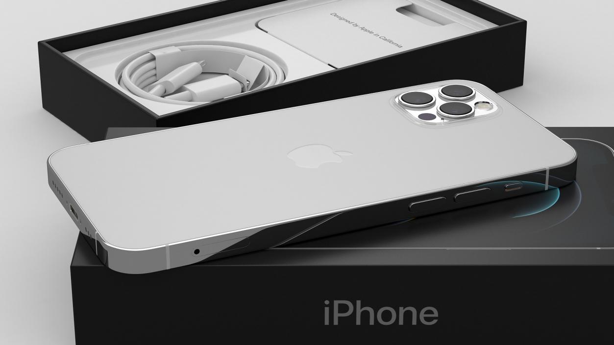 3D iPhone 12 Pro Unboxed Silver model