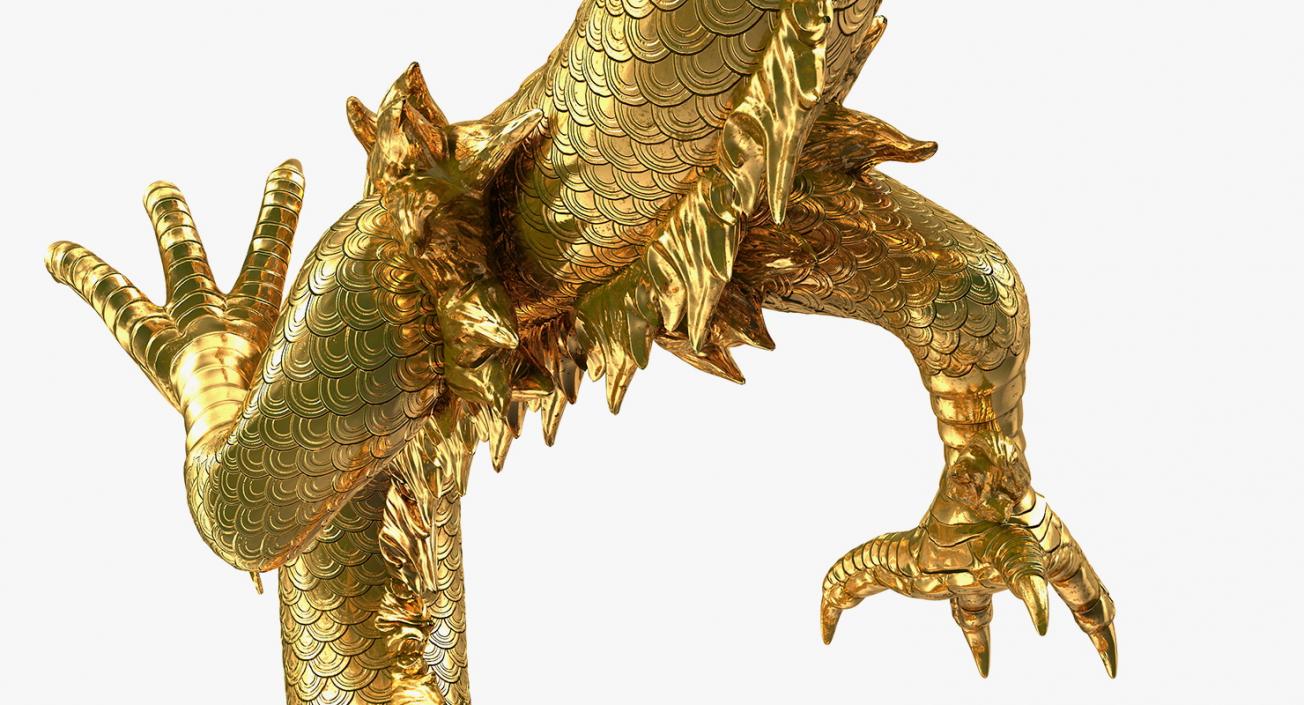 3D Golden Chinese Dragon Zodiac Sign model