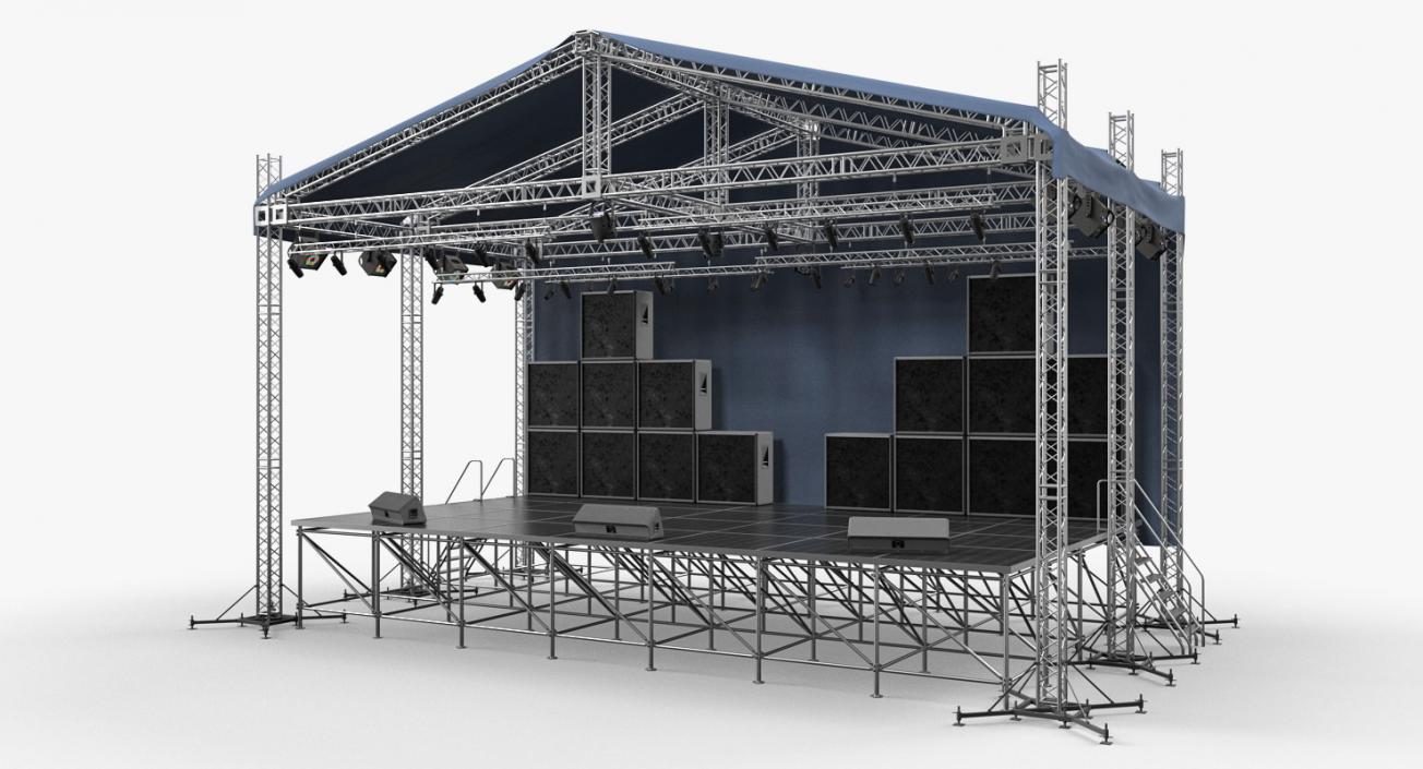 3D Concert Scene with Equipment model