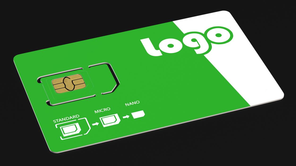 Sim Card Green Your Logo 3D model