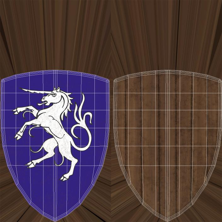 3D Unicorn Medieval Shield model