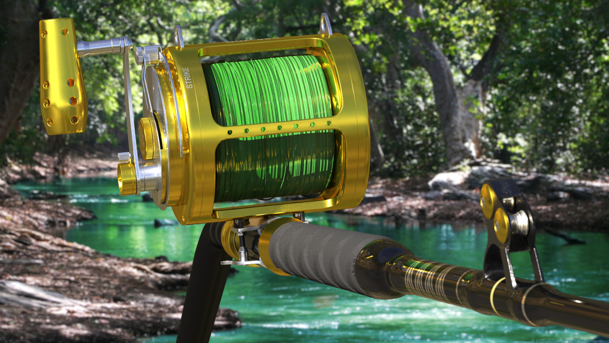 3D model EatMyTackle 80 Wide 2Speed Fishing Reel Long Dredge Rod