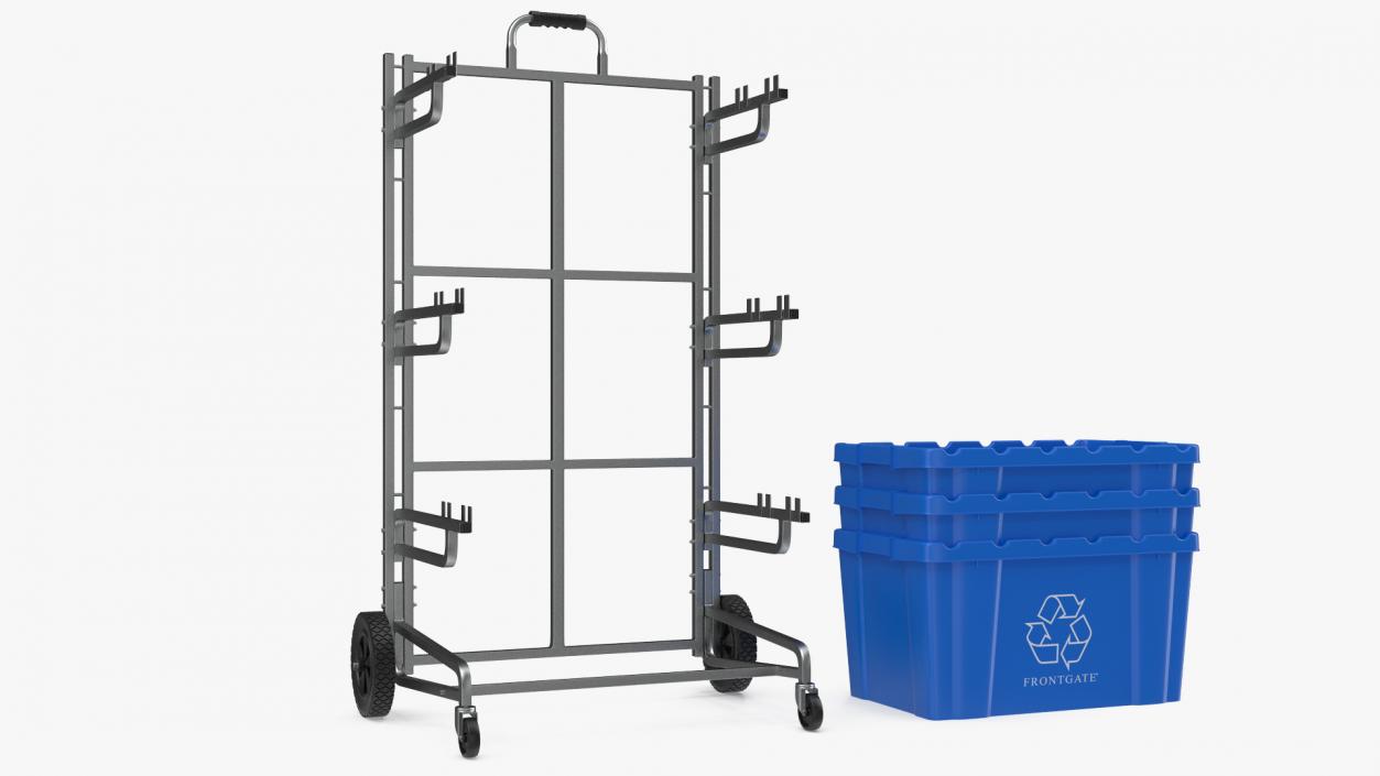 Frontgate Recycling Cart with Bins 3D model