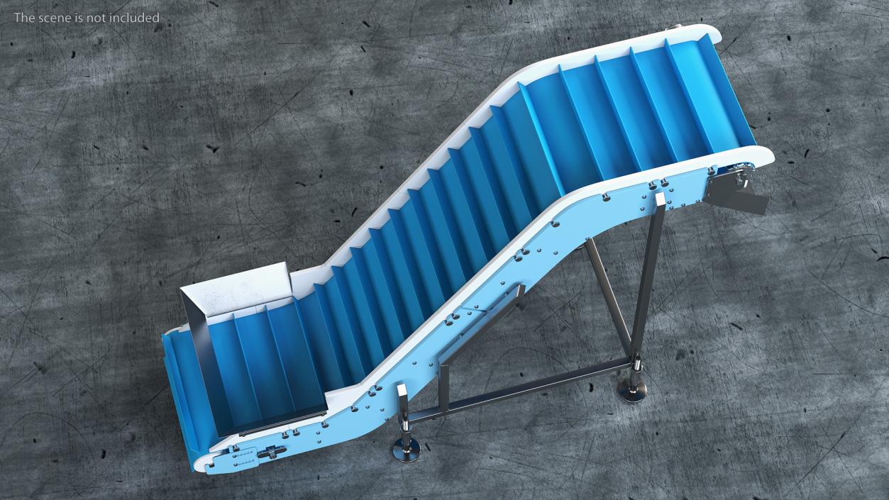 3D model Incline Conveyor With Hopper Rigged