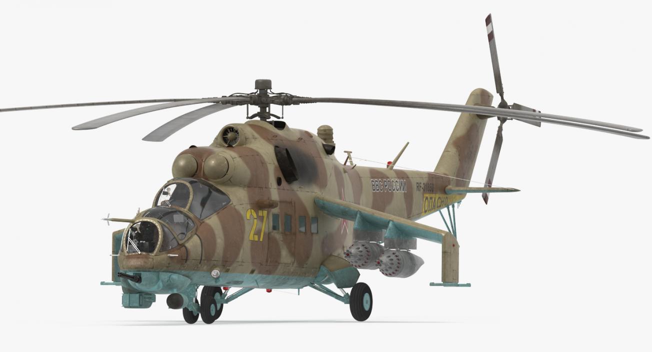 3D Russian Attack Helicopter Mil Mi-24B Hind Rigged model