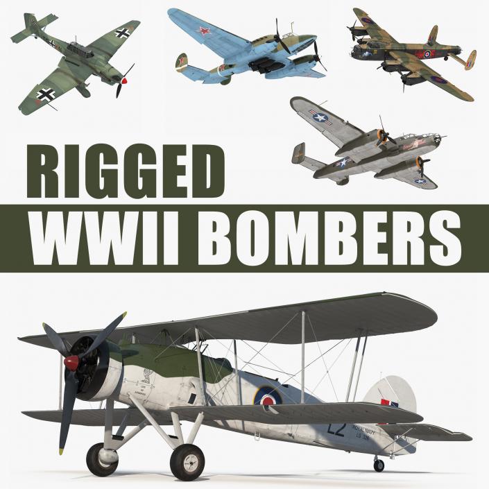 3D model WWII Rigged Bombers Collection