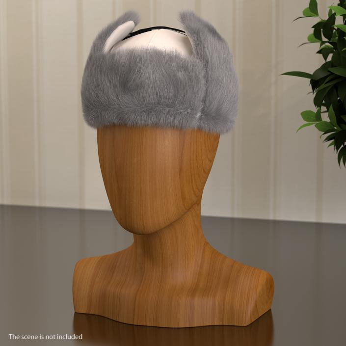 3D Trapper Winter Hat White Fur model