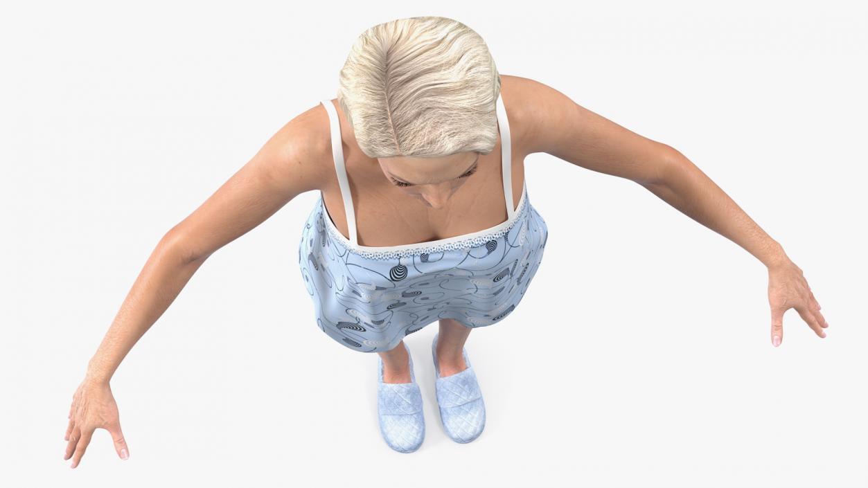 3D model Elderly Woman in Pijama Rigged