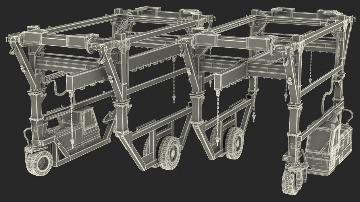 Combi-SC Range Straddle Carrier Clean Rigged 3D model