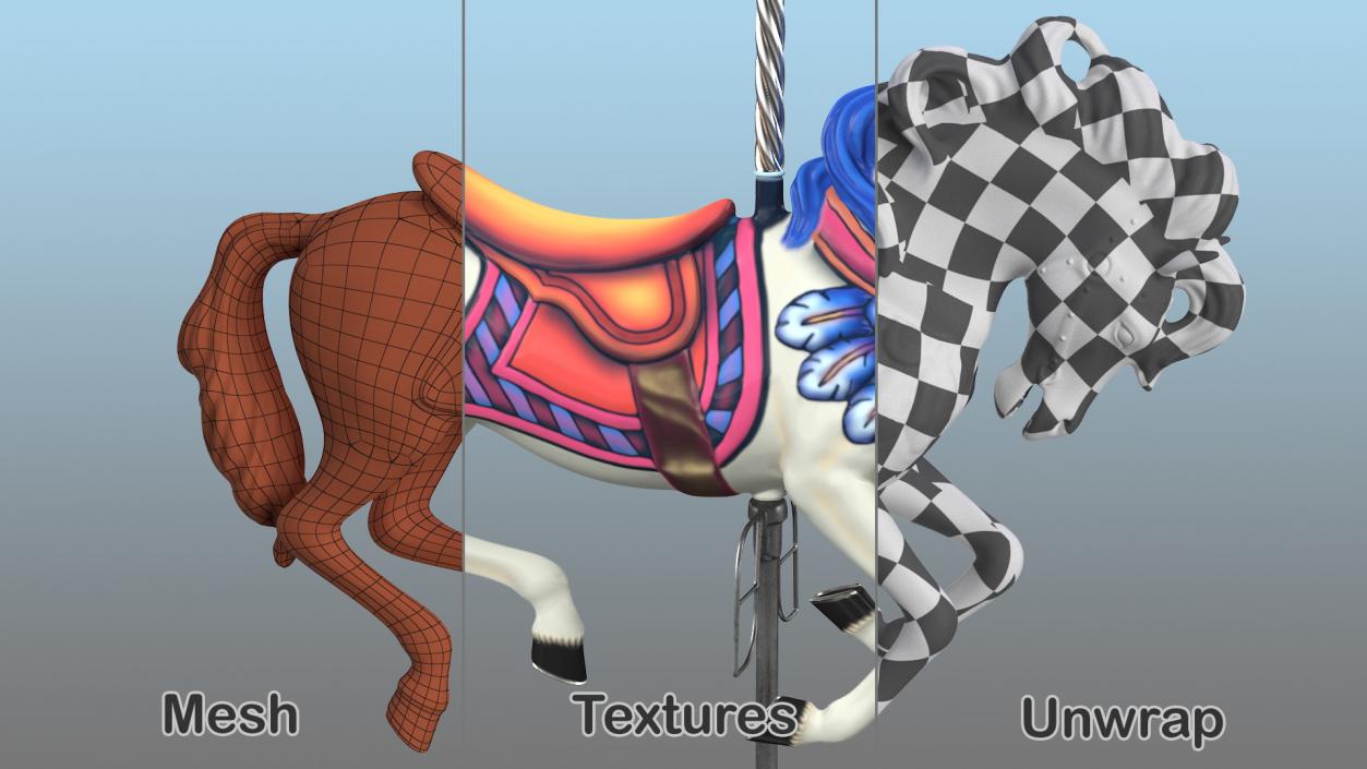 3D model Carousel Galloping Horse White