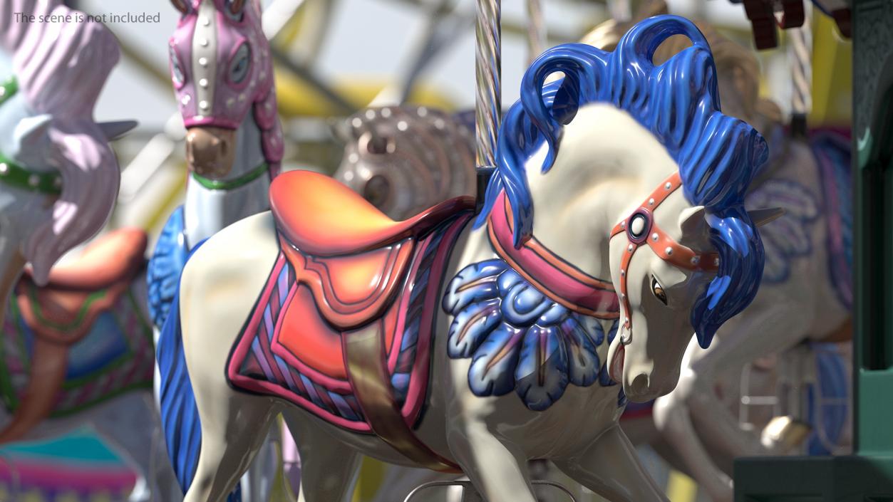 3D model Carousel Galloping Horse White