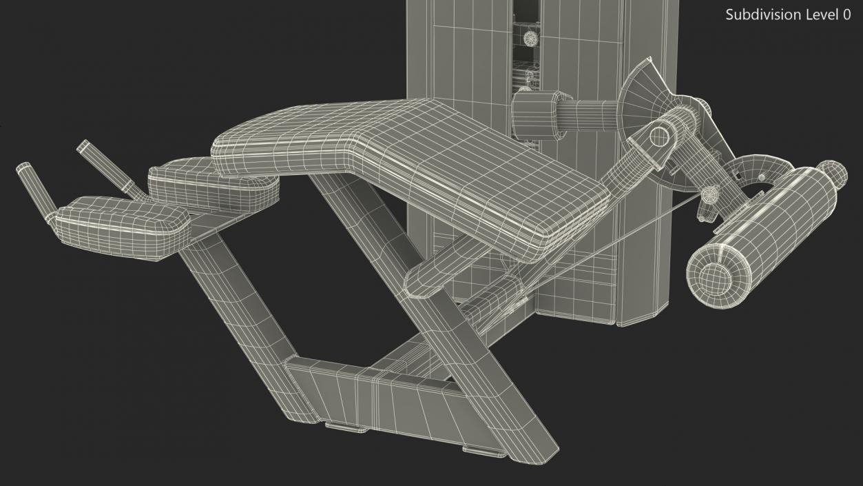 3D Black Prone Leg Curl Trainer model
