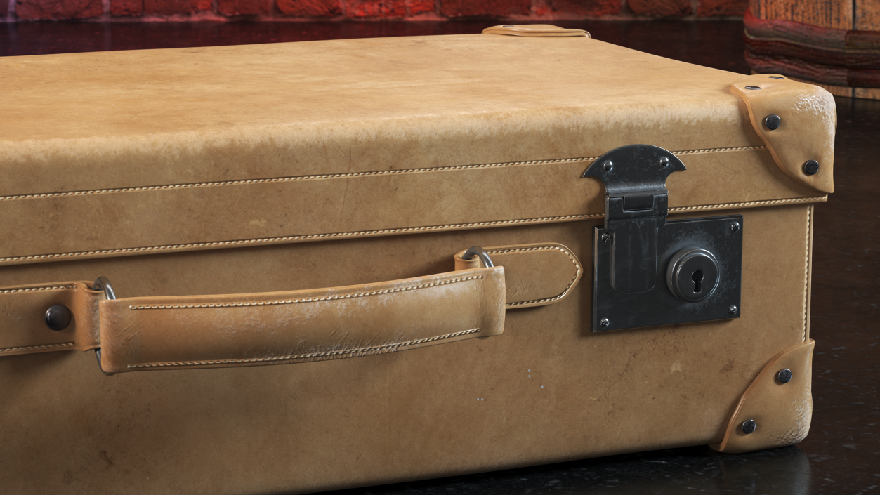 3D model Vintage Leather Suitcase Small