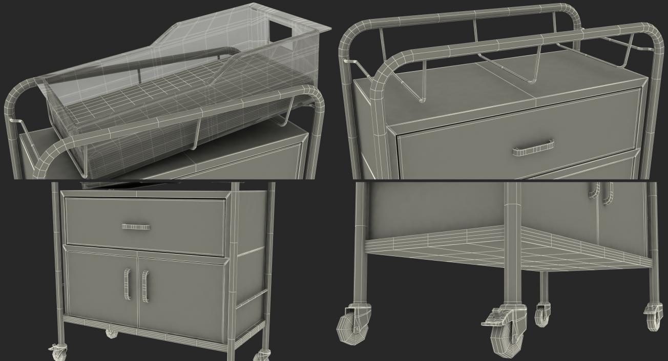 Hospital Bassinet Carrier With Drawer and Bottom Shelf 3D model