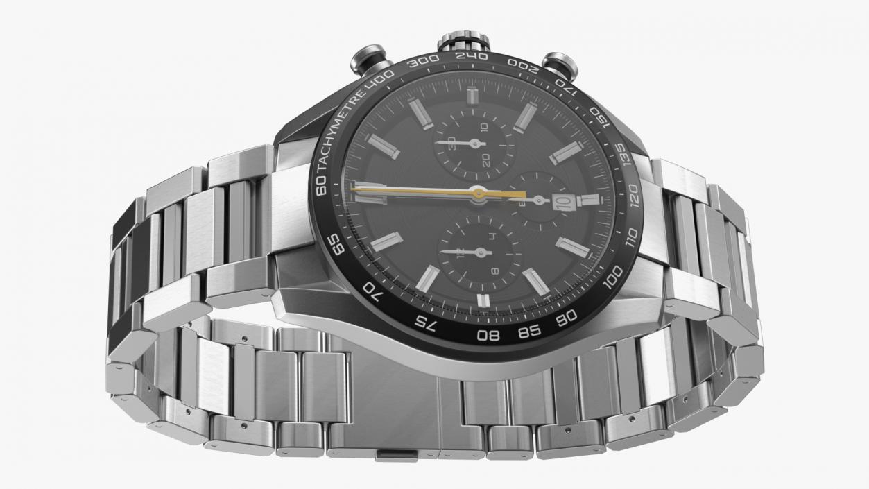 Chronograph Mechanical Watch Black Dial 3D model