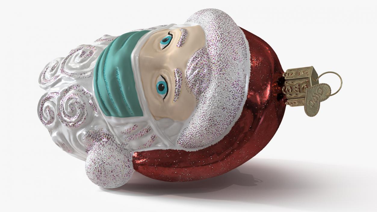 Santa With Face Mask Ornament 3D model