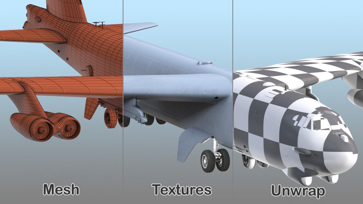 Boeing B52 Stratofortress Strategic Bomber Rigged 3D model