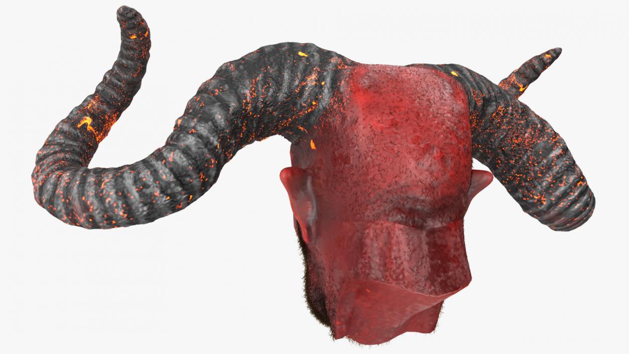 3D model Demon Head with Horns Fur