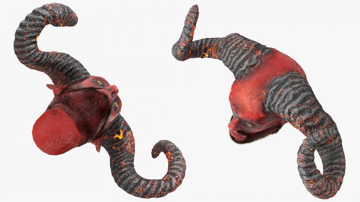 3D model Demon Head with Horns Fur