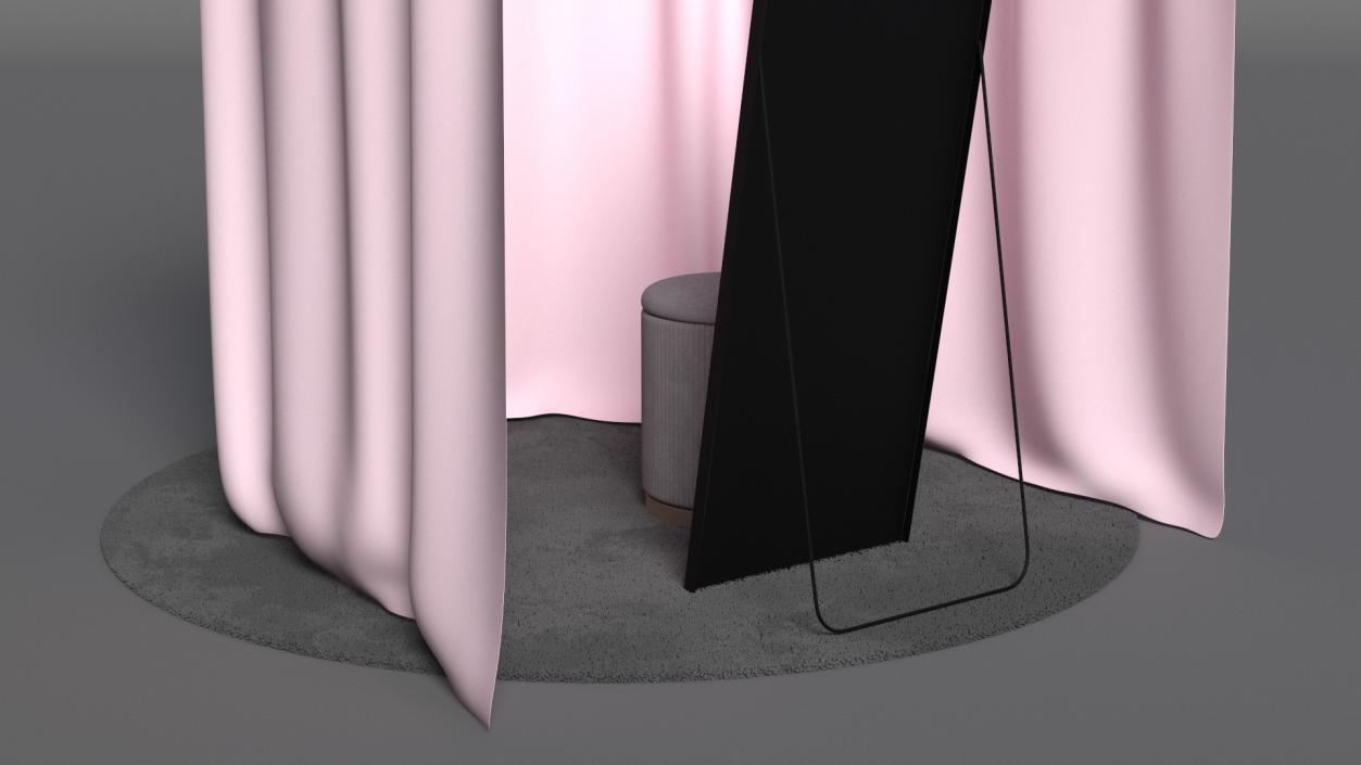 3D Clothing Store Fitting Room Pink Closed Fur model