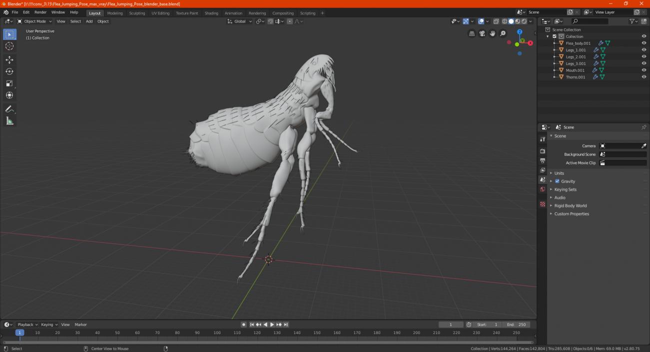 Flea Jumping Pose 3D