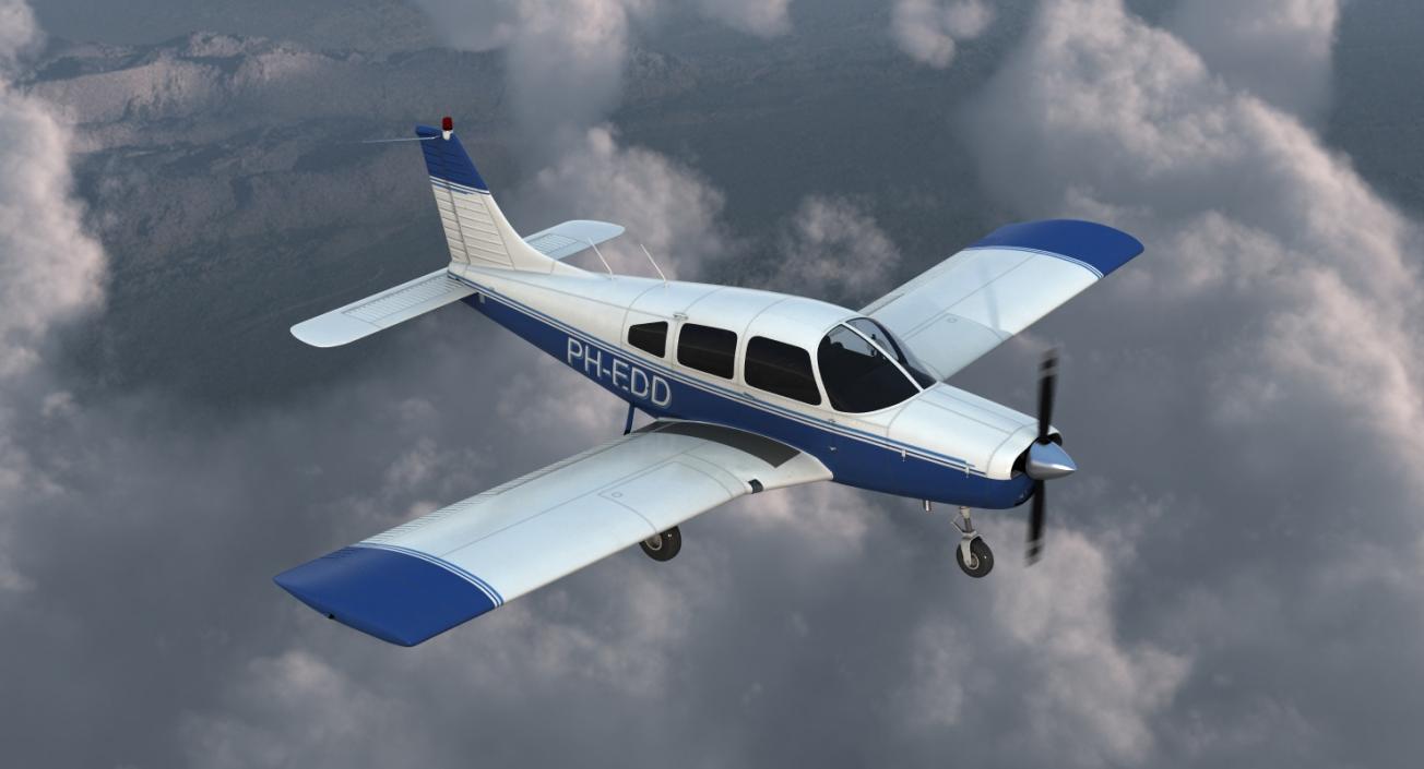 3D Light Aircraft Piper PA-28-161 Cherokee Rigged
