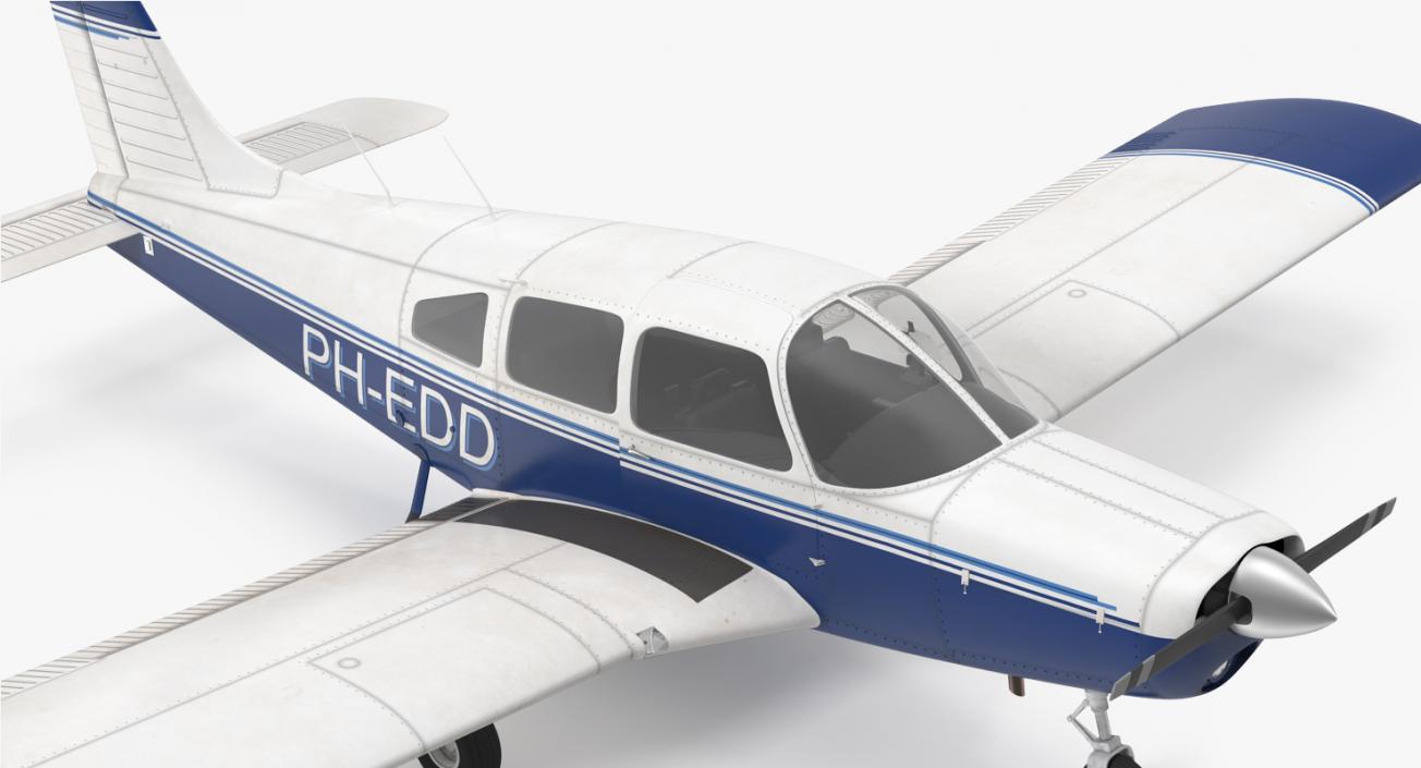 3D Light Aircraft Piper PA-28-161 Cherokee Rigged