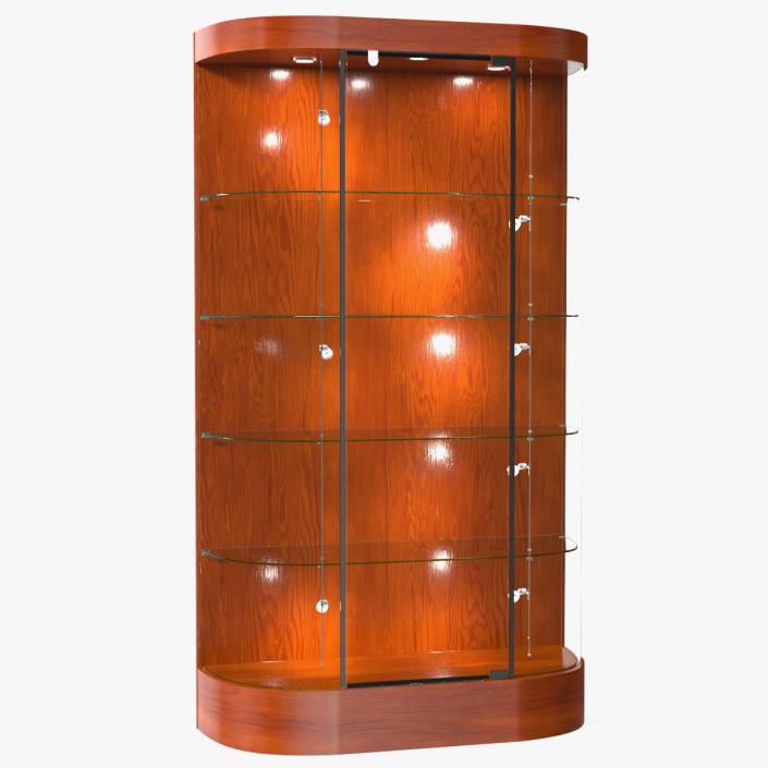 3D model Curved Wall Display Case Brown