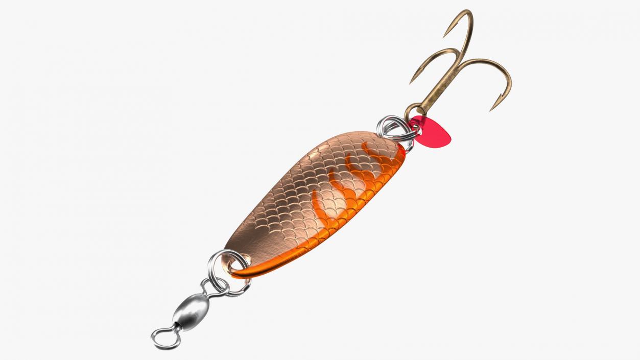 3D Copper Orange Trolling Spoon Lure model