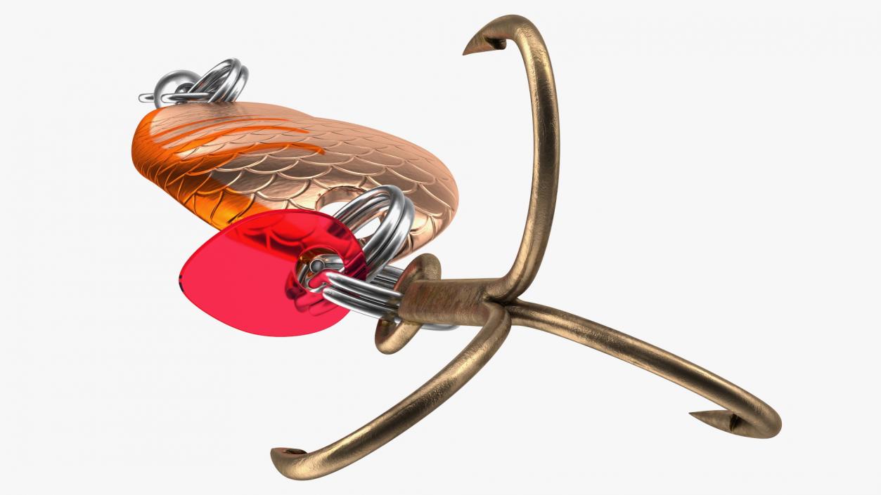 3D Copper Orange Trolling Spoon Lure model