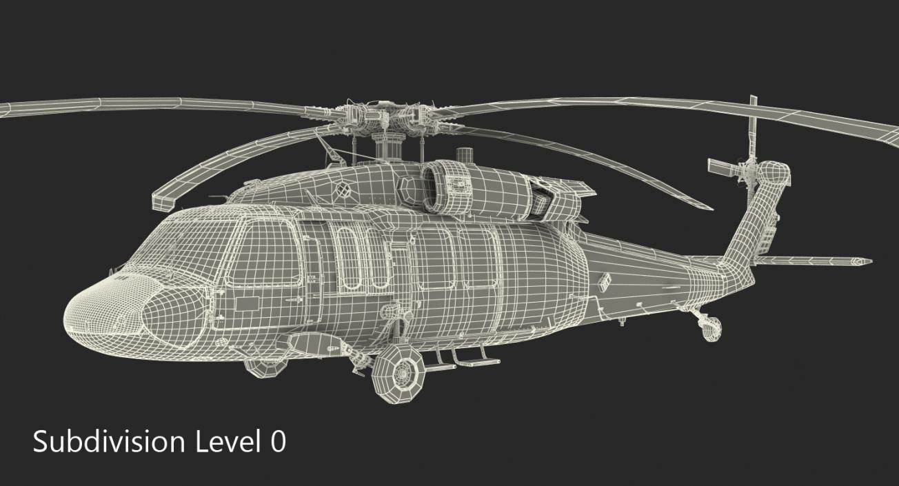 Sikorsky UH-60 Black Hawk Military Israel Utility Helicopter Rigged 3D