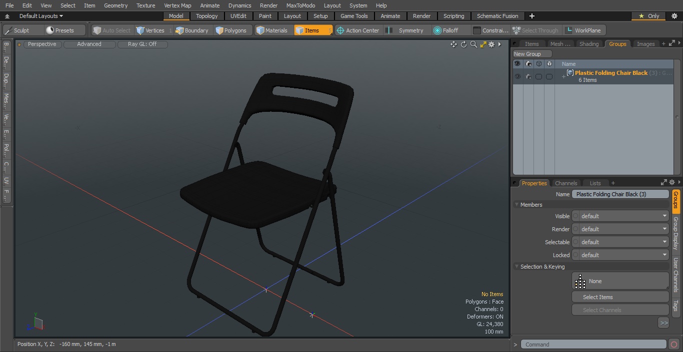 Plastic Folding Chair Black 3D