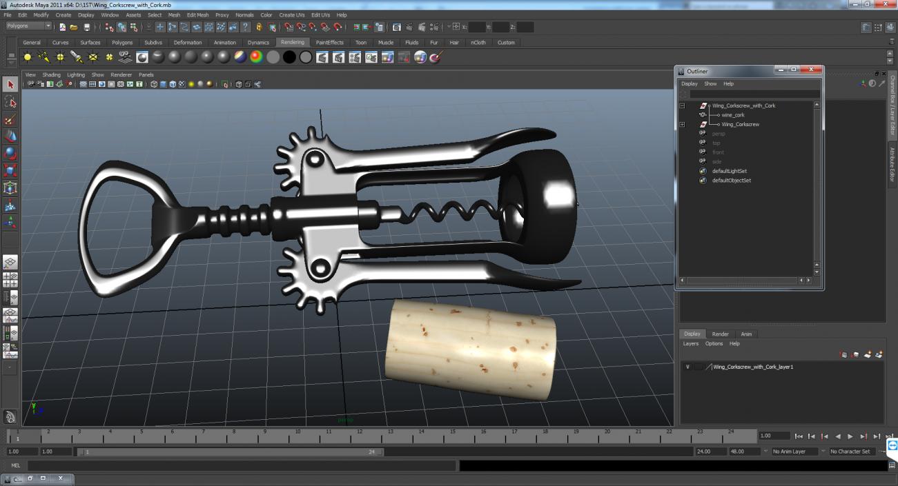Wing Corkscrew with Cork 3D model