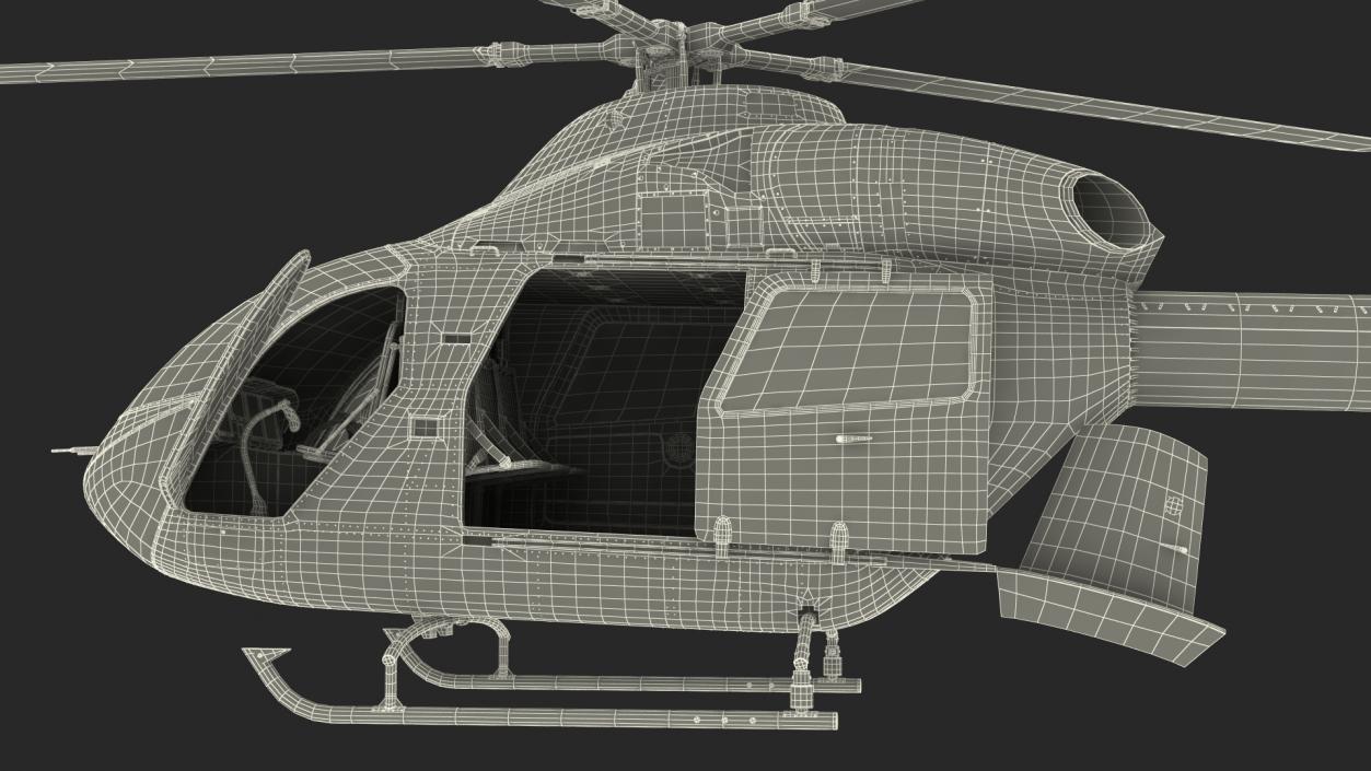 3D Light Twin Utility Helicopter Rigged