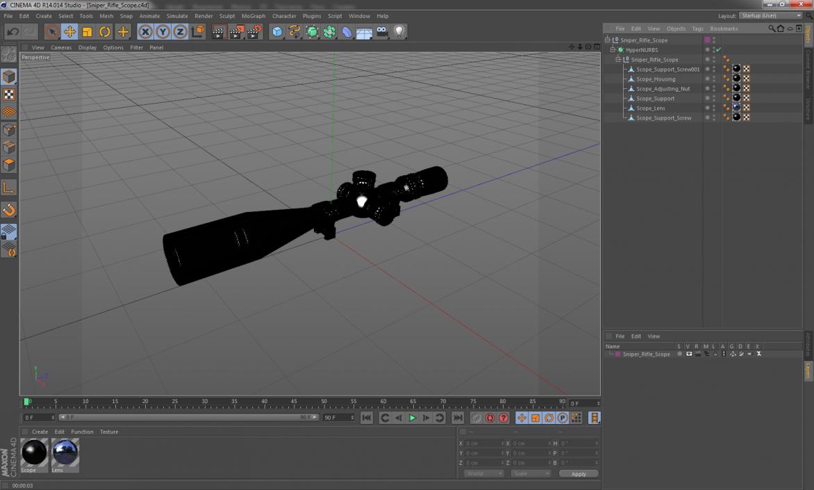 3D Sniper Rifle Scope model