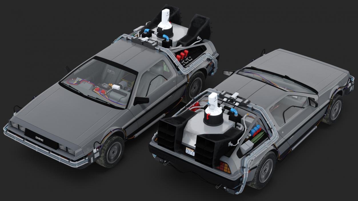 3D DeLorean DMC-12 Time Machine model